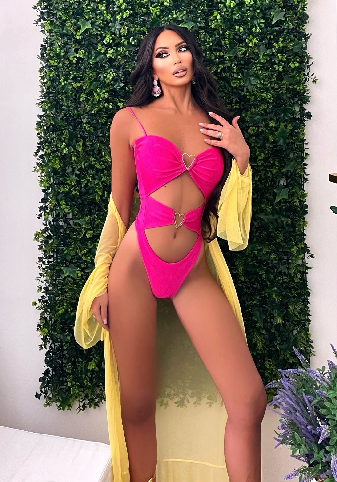 Costume intero con cuore fuxia - R.a. Boutique