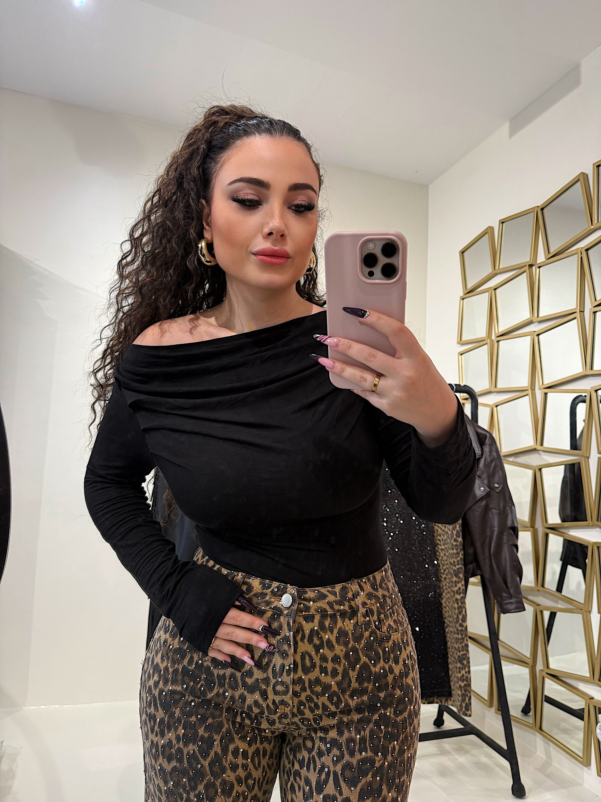 Pantalone con strass animalier - R.a. Boutique