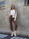 Pantalone vita alta choco - R.a. Boutique 