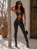 Tuta Ecopelle Cut-Out Glam nero - R.a. Boutique