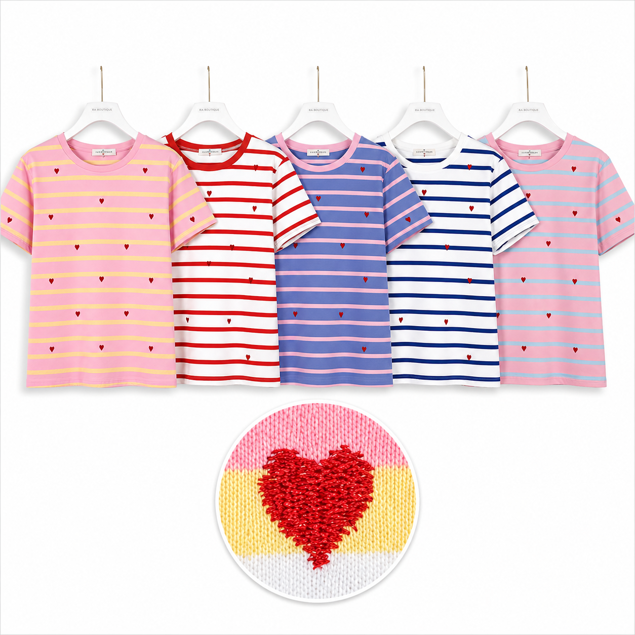 T-Shirt Cuoricini Candy Stripe - R.a. Boutique