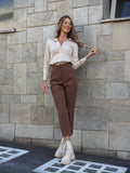 Pantalone vita alta choco - R.a. Boutique 