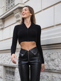 Maglioncino crop nero con zip - R.a. Boutique 