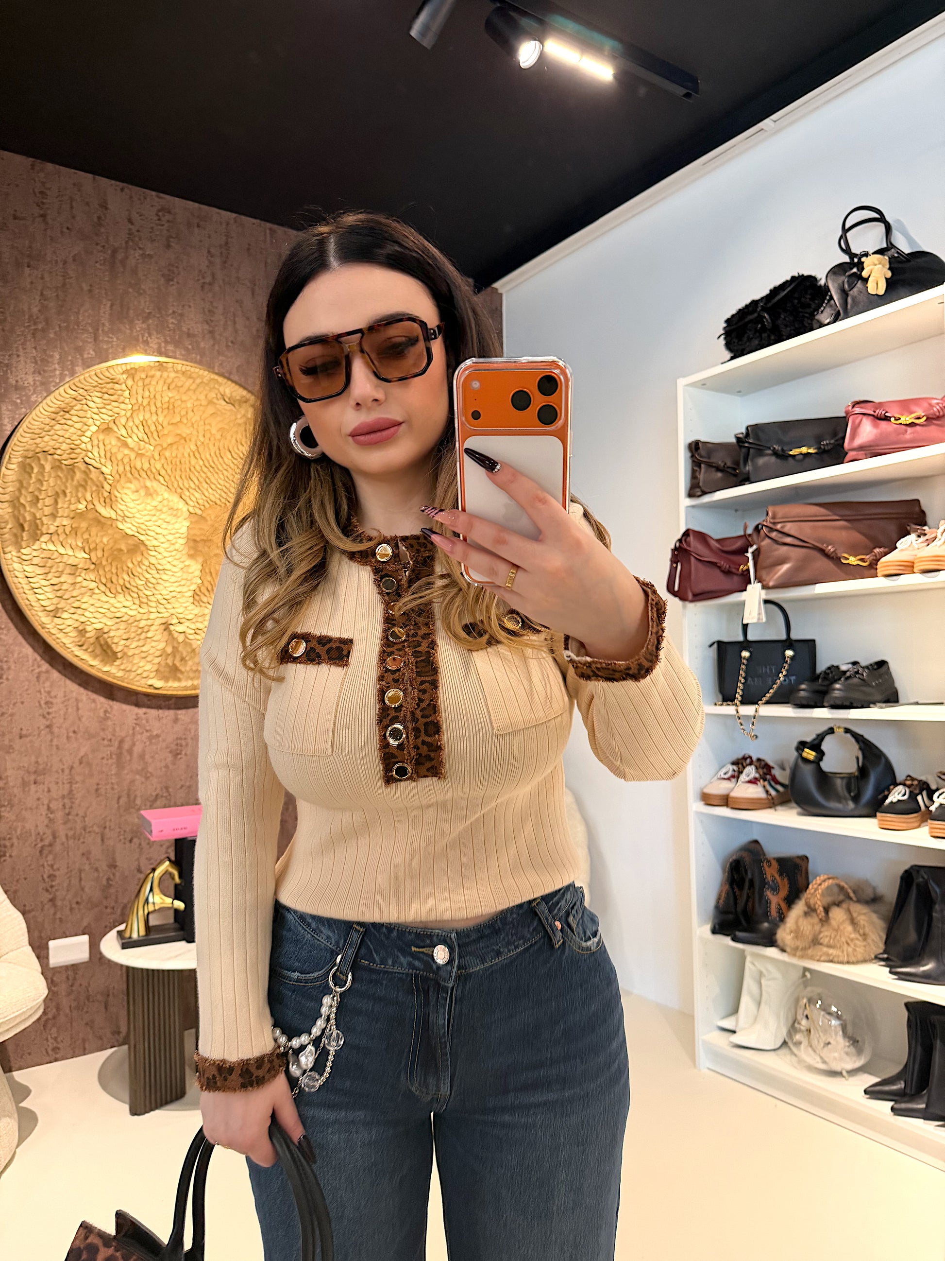 Maglioncino con dettaglio animalier - R.a. Boutique