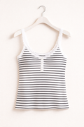 Top con pizzo e bottoncini a righe - R.a. Boutique
