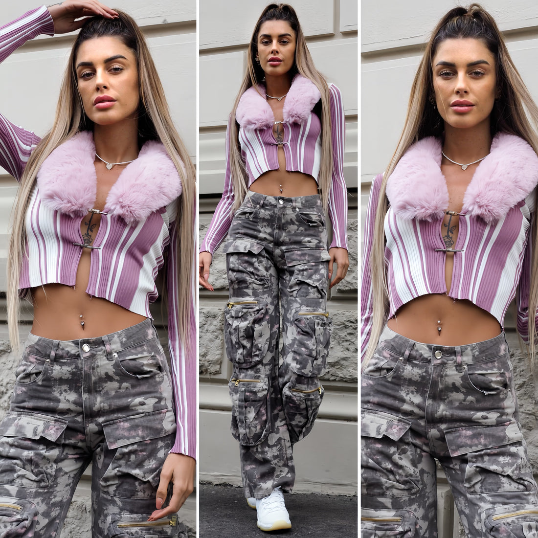 Maglione con pelliccia rosa - R.a. Boutique 