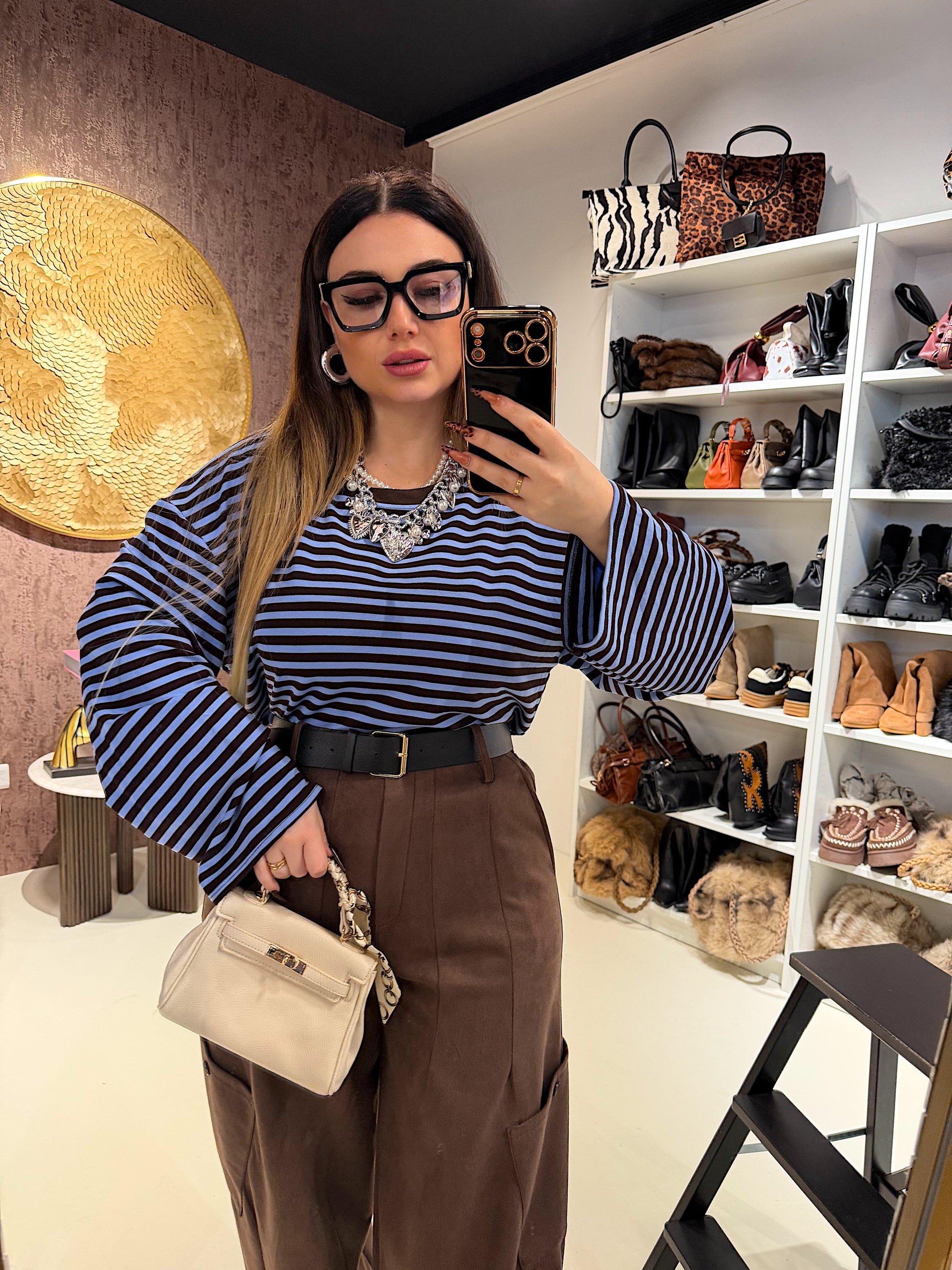 Maglia a righe manica ampia - R.a. Boutique