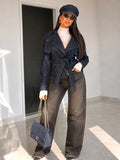 Completo Denim Dark Brown – Giacca Crop & Pantalone Flare - R.a. Boutique