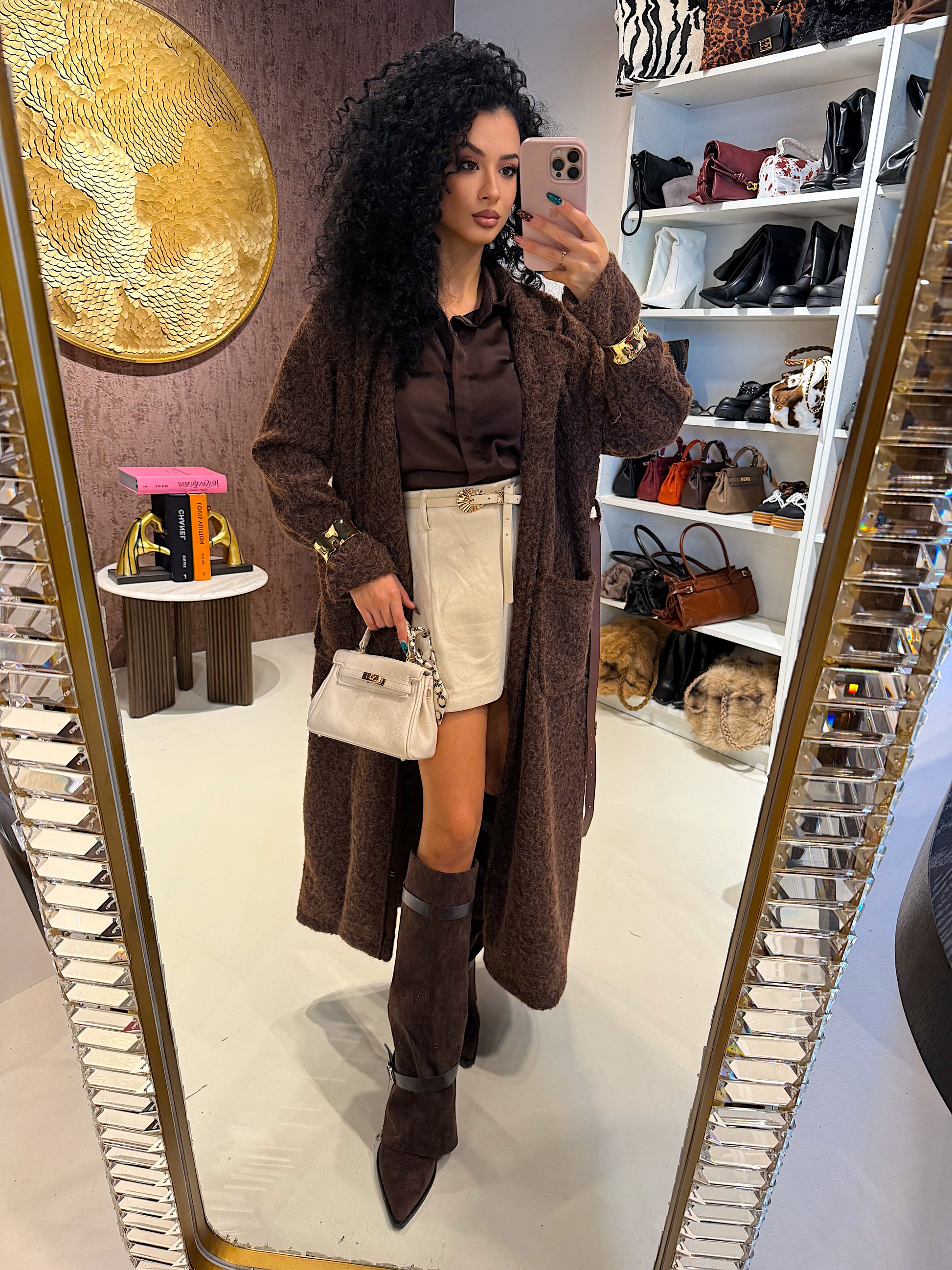 Gonna in camoscio con cinturina - R.a. Boutique