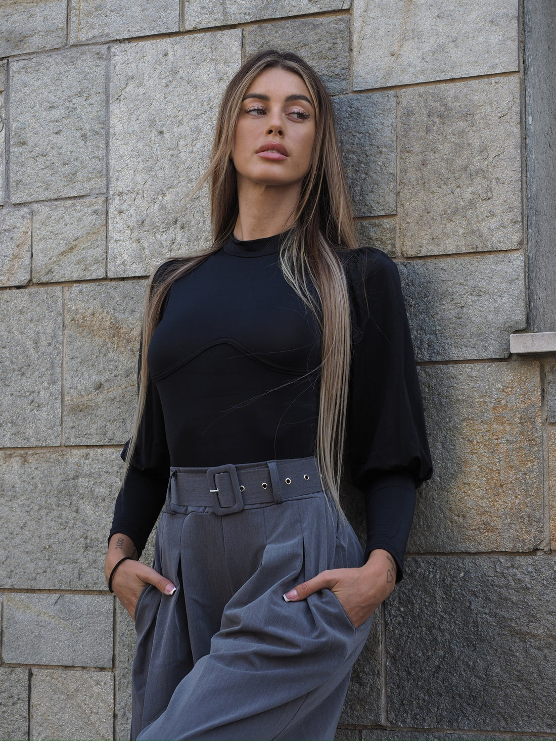 Body nero manica lunga - R.a. Boutique 