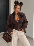 Set Twin Zip in Maglia con Gilet e Giacca - Marrone caffè - R.a. Boutique
