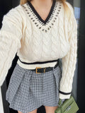 Maglione bianco e nero con strass - R.a. Boutique 