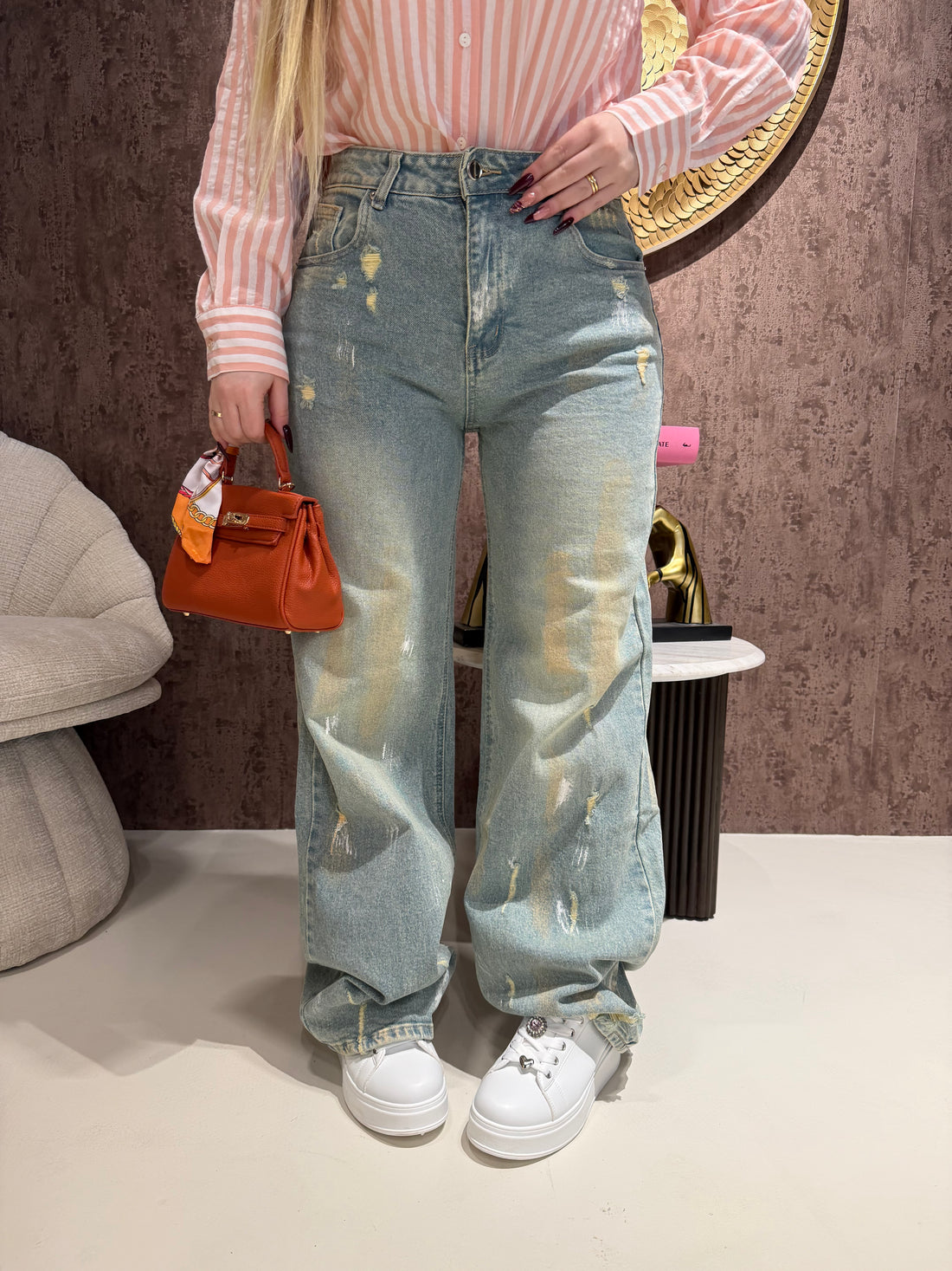 Jeans Wide Leg con strappini