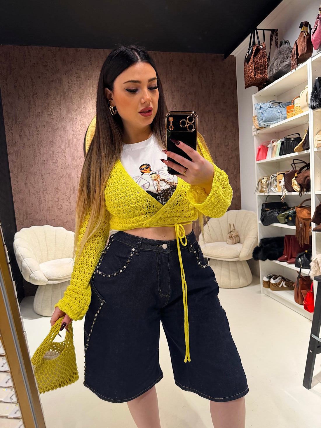 Bermuda Denim borchie Street - R.a. Boutique