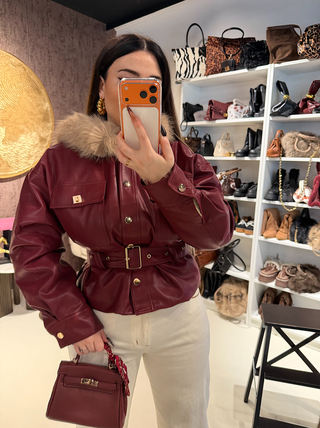 Giaccone con Cintura e Collo in Eco-pelle - R.a. Boutique