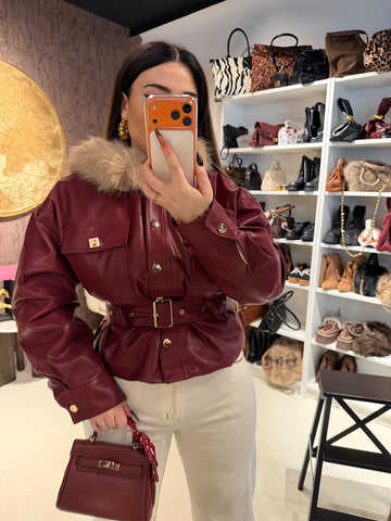Giaccone con Cintura e Collo in Eco-pelle - R.a. Boutique