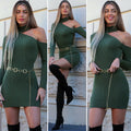 Abito in maglia con spacco verde militare - R.a. Boutique 