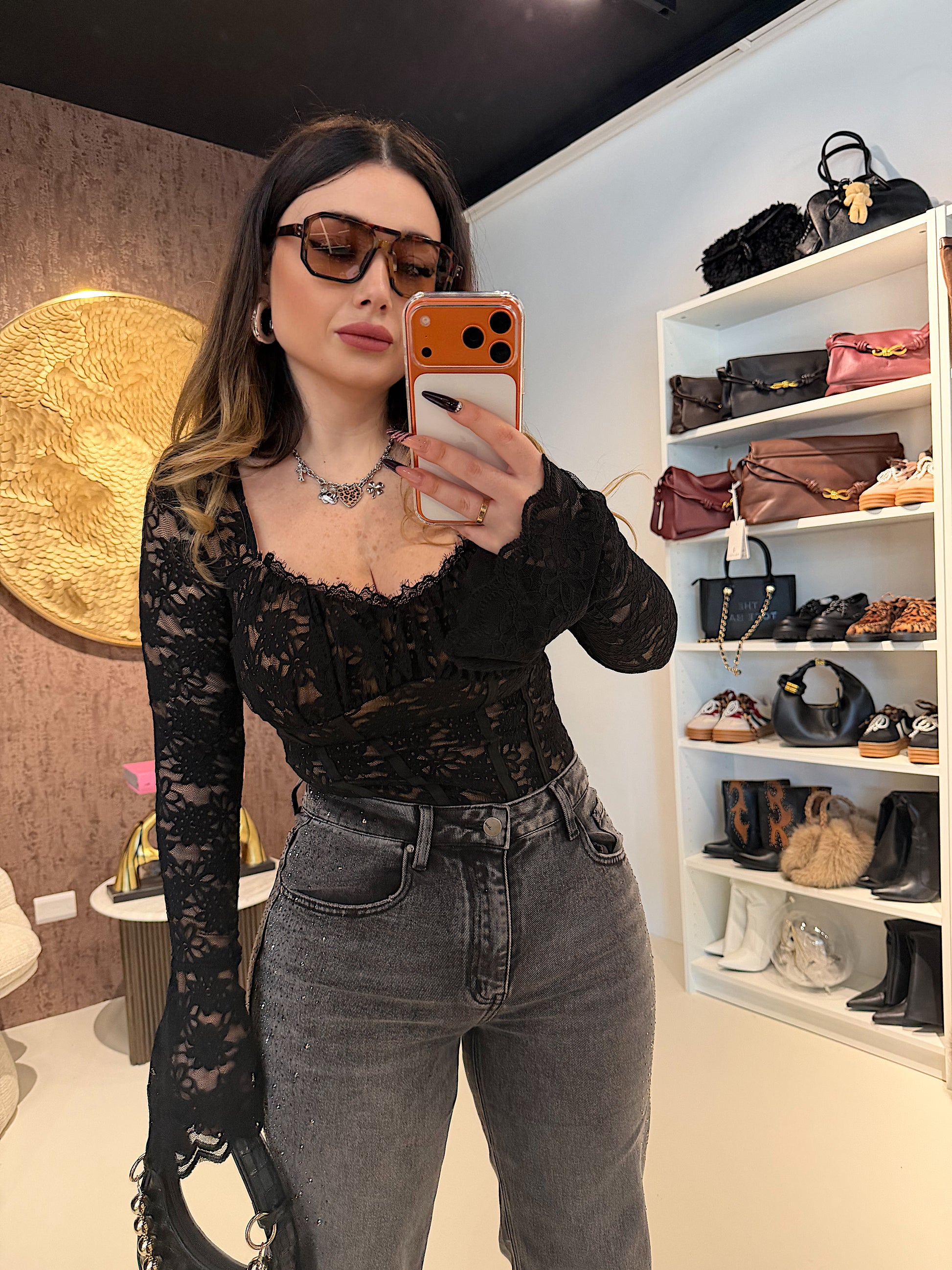 Top in Pizzo con Dettaglio Bustier - R.a. Boutique