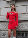 Abito in maglia rosso scollo a barca - R.a. Boutique 