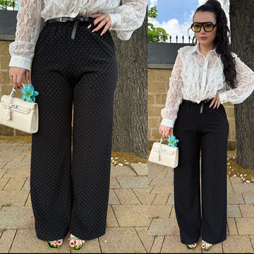 Pantalone nero in strass con cintura - R.a. Boutique