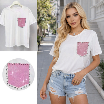 T-shirt tasca glitter pink