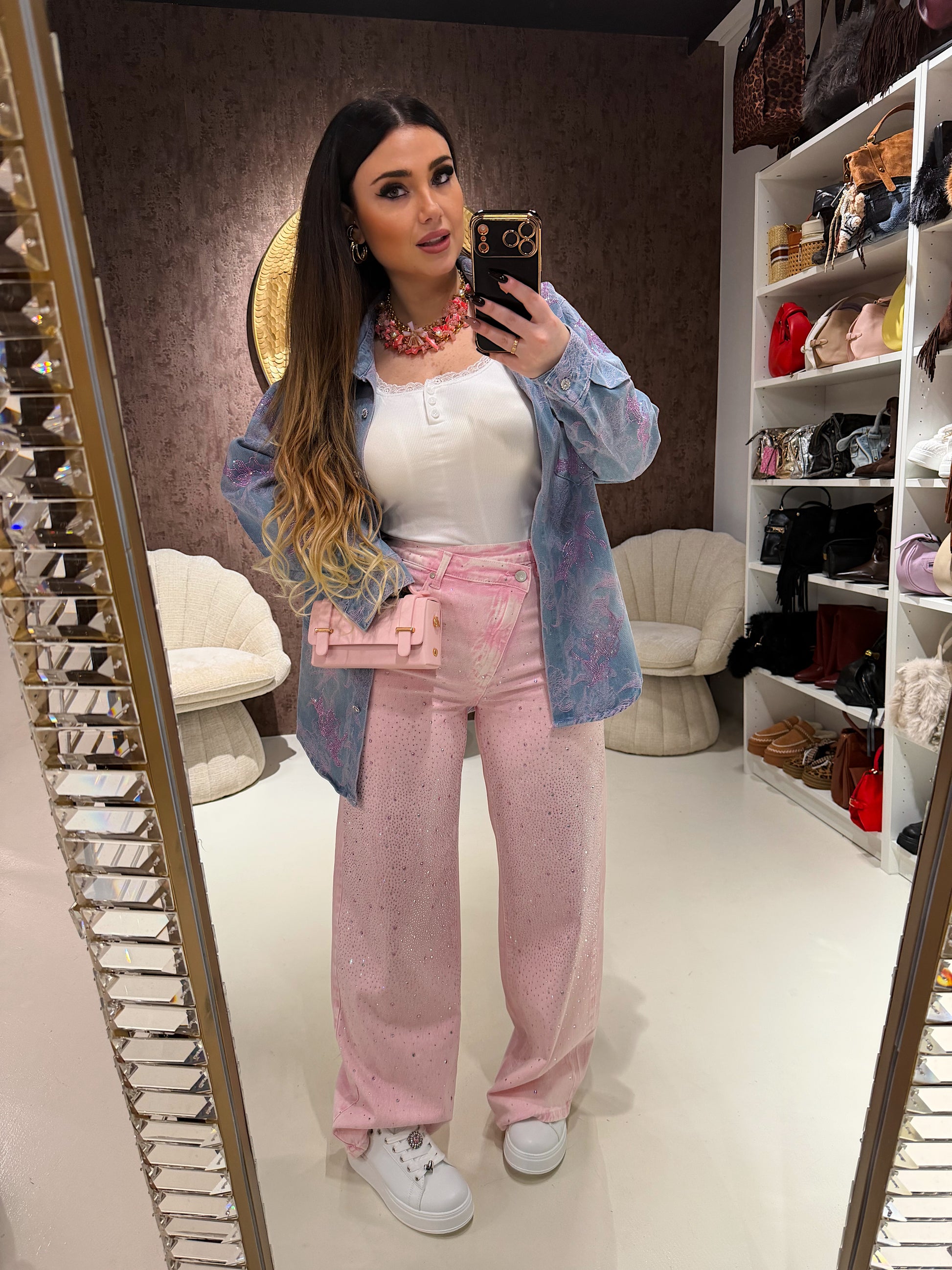 Camicia Denim Rose Lace - R.a. Boutique