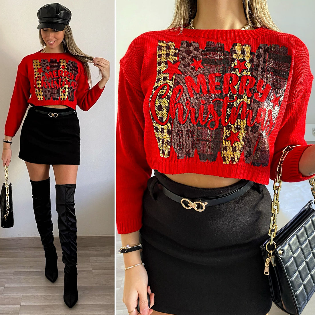 Maglione Merry Christmas rosso - R.a. Boutique 