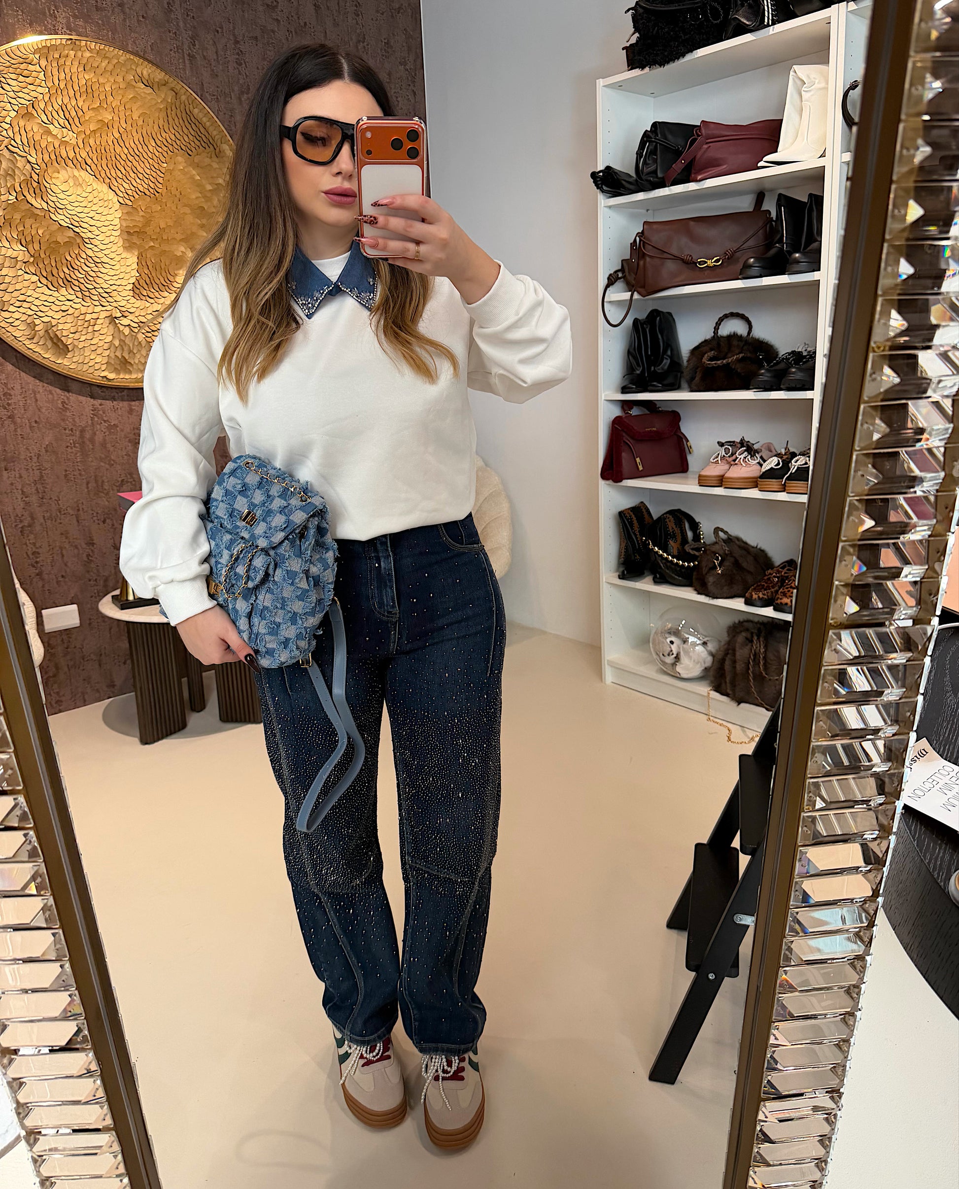 Felpa Denim Collar - R.a. Boutique