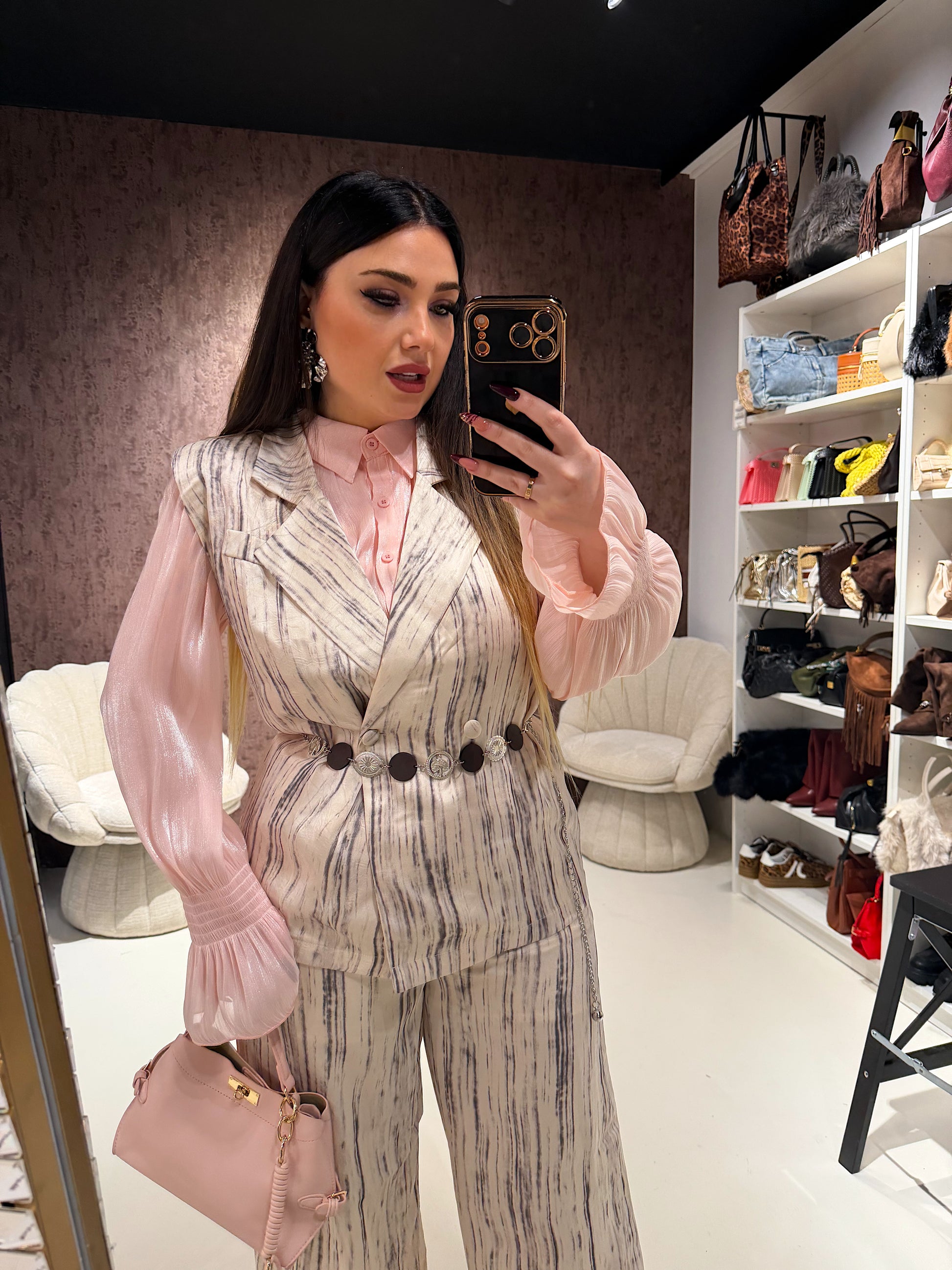 Completo venature luxury con cintura - R.a. Boutique