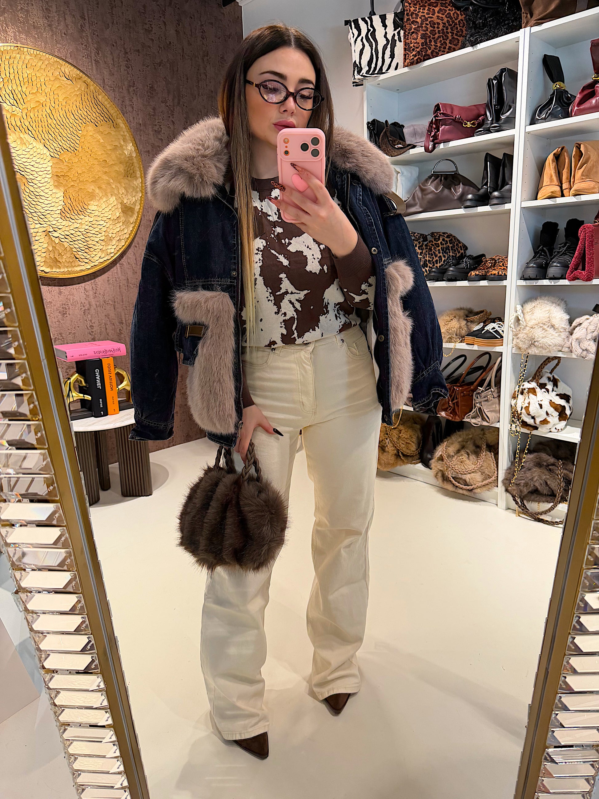 Felpa Cow print con lucchetto - R.a. Boutique