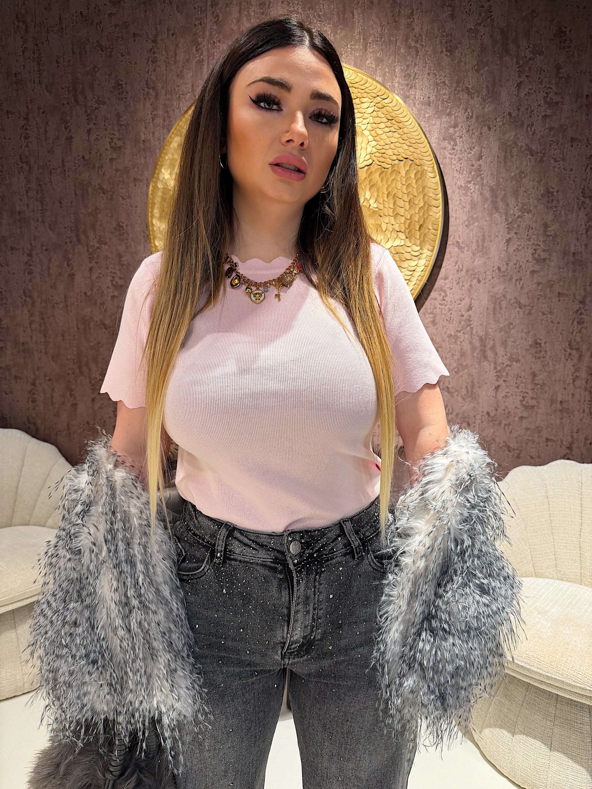 T-shirt Soft collo zig zag - R.a. Boutique