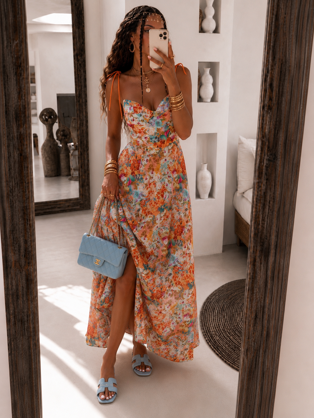 Abito Flora lungo arancio - R.a. Boutique