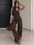 Salopette Denim Animalier Leopard – Marrone - R.a. Boutique