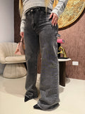 Jeans Wide Leg Denim Glitter Grey - R.a. Boutique