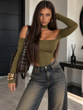 Body Verde Oliva con Collarino e Scollo a Barchetta - R.a. Boutique