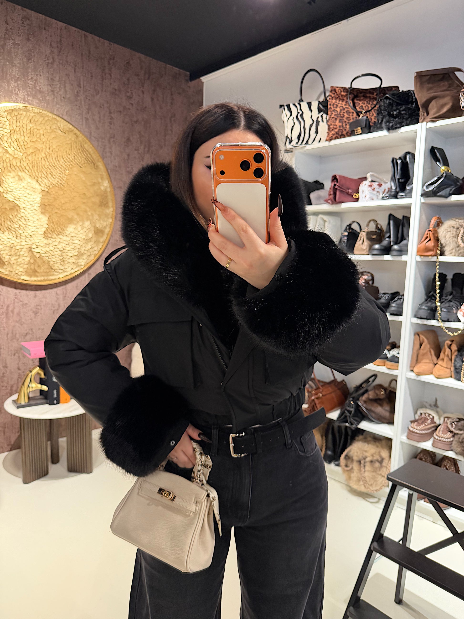 Bomber crop con pelo - R.a. Boutique