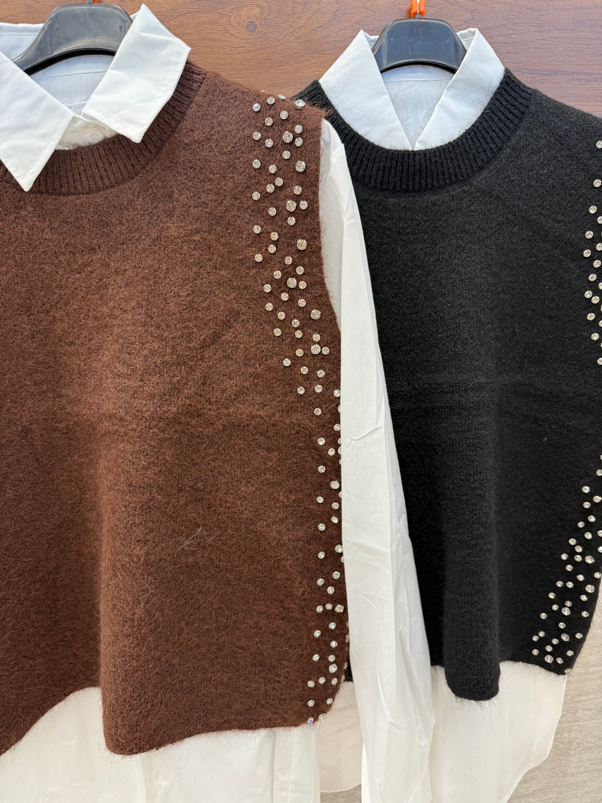 Camicia con pull-over e strass - R.a. Boutique