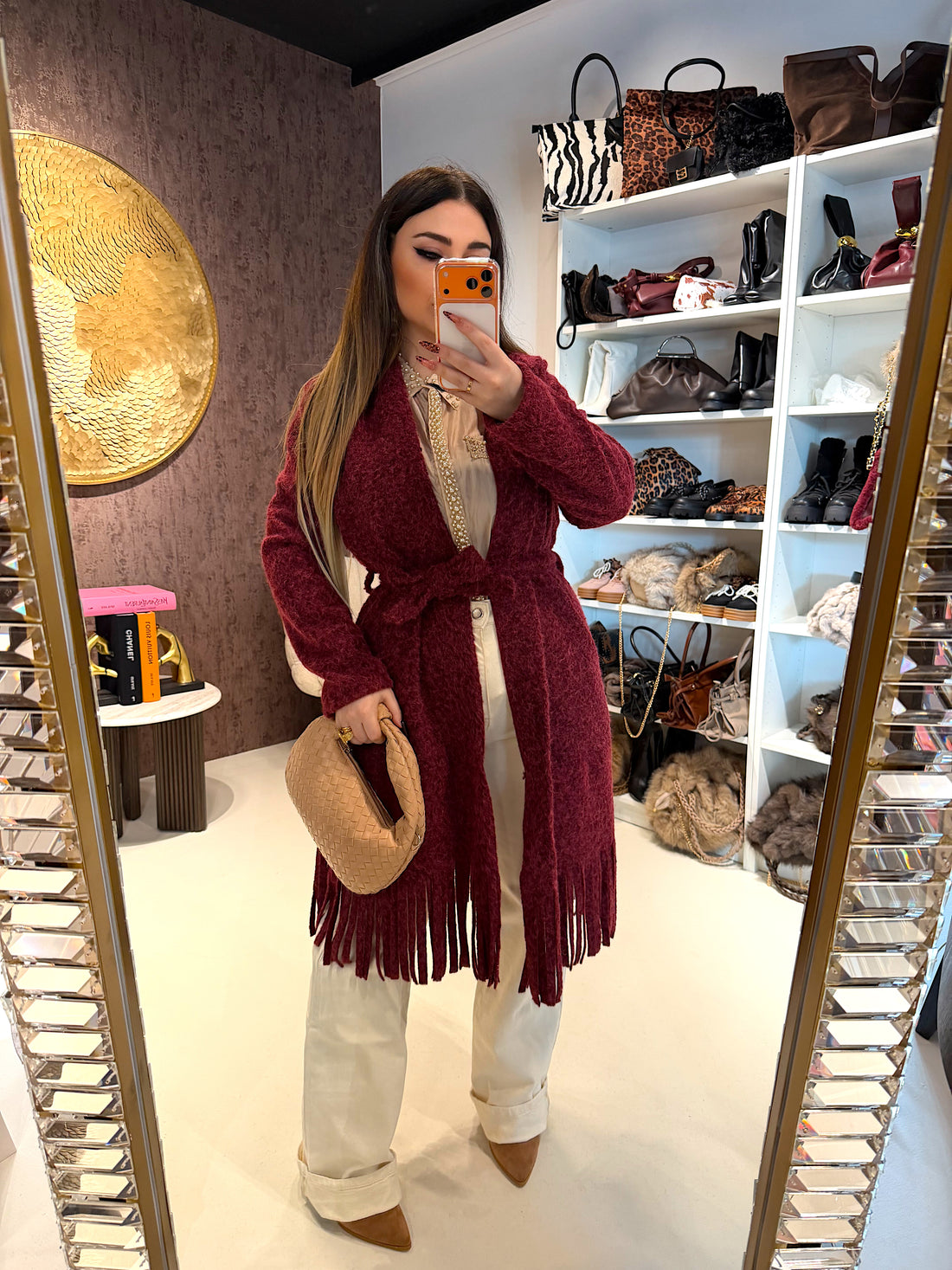 Cappotto con frange e fiocco 3 colori - R.a. Boutique