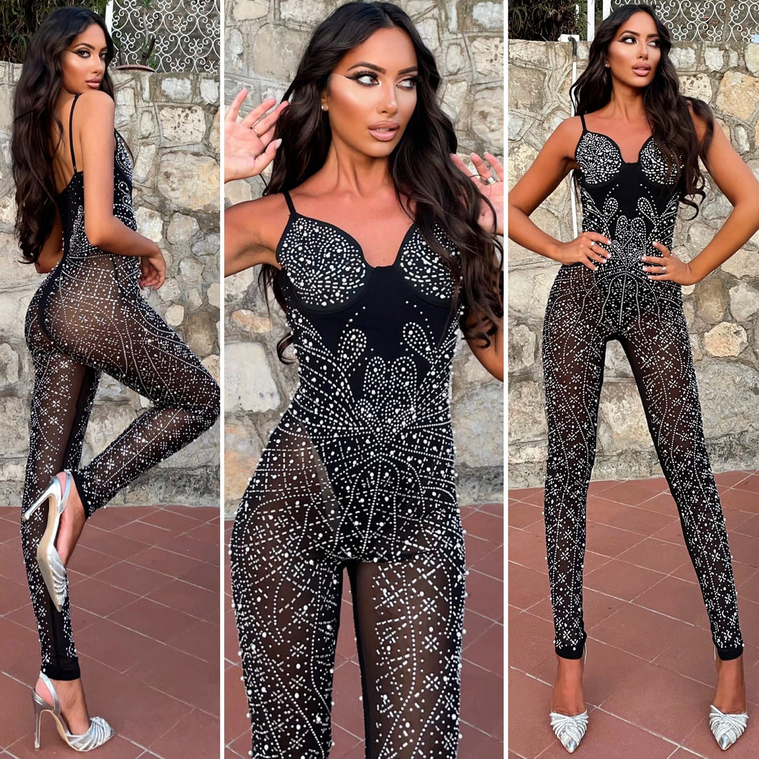 Tuta con strass e perle - R.a. Boutique 