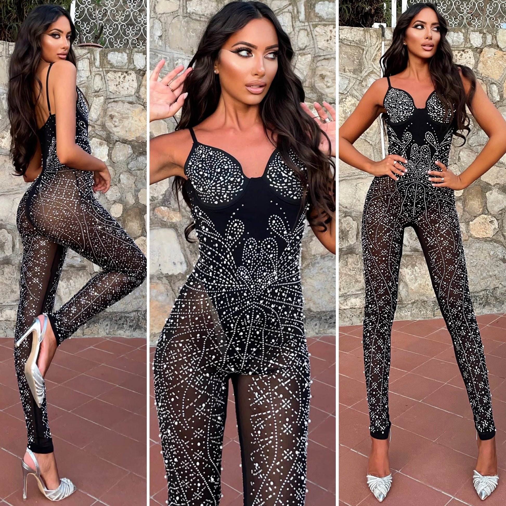 Tuta con strass e perle - R.a. Boutique 