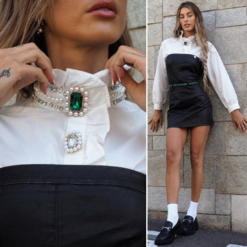 Camicia con bottoni gioiello - R.a. Boutique 