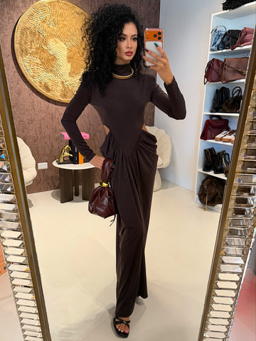 Abito lungo cut-out Caffè Elegance - R.a. Boutique