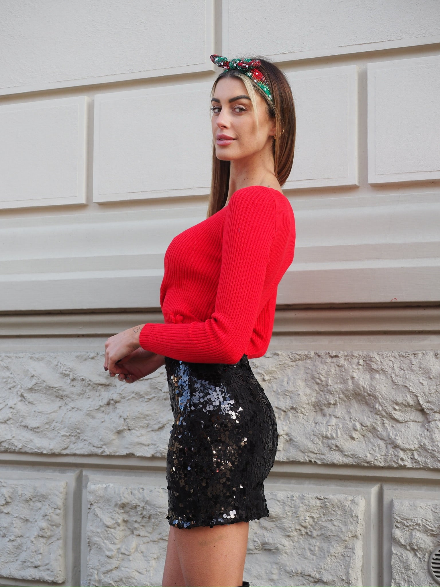 Gonna con paillettes nera - R.a. Boutique 