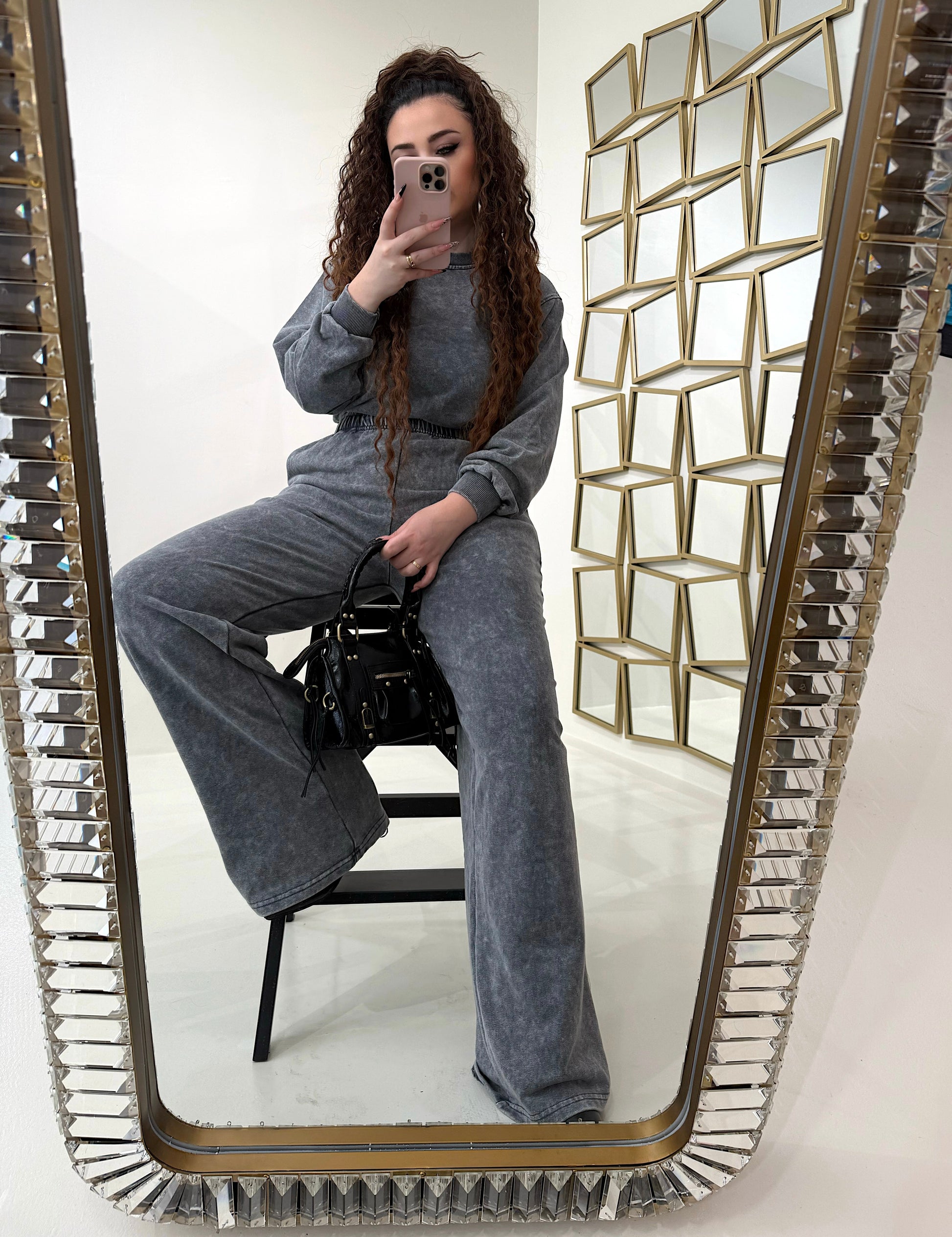 Completo felpa e pantalone effetto denim - R.a. Boutique