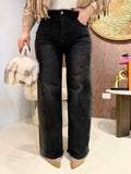 Jeans nero con strass e ricami - R.a. Boutique