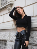 Maglioncino crop nero con zip - R.a. Boutique 