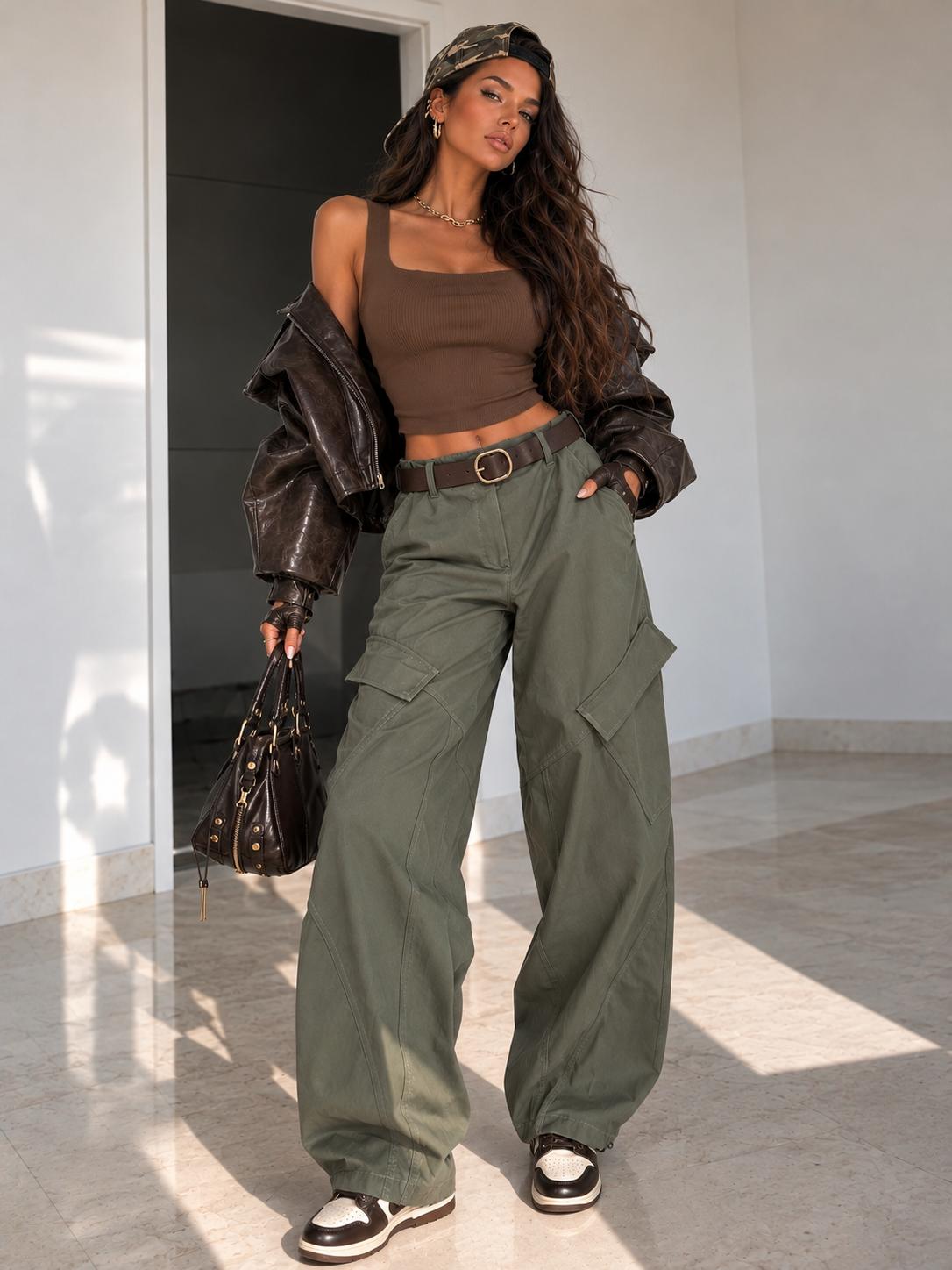 Pantalone Cargo Balloon con Cintura - R.a. Boutique