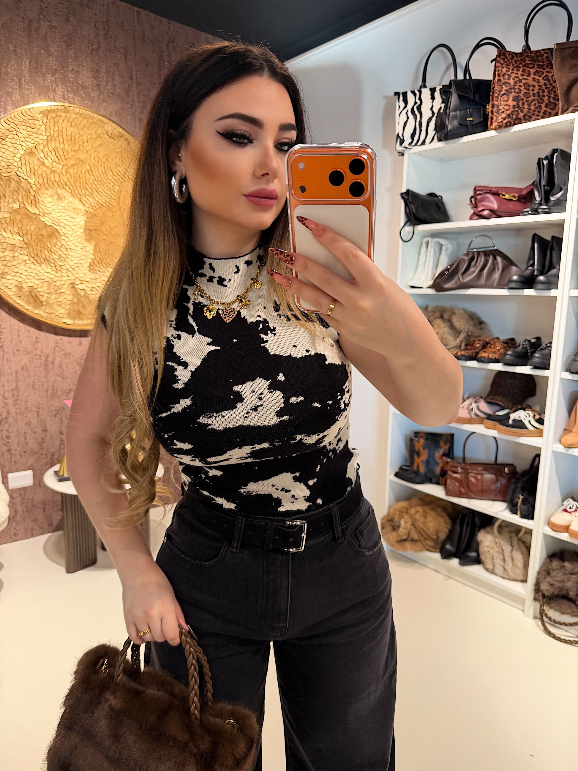 Completo top e pantalone cow print - R.a. Boutique