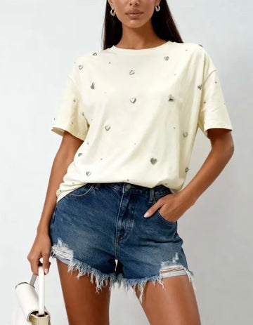 T-shirt Cuori Brillantini Love Basic
