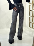 Jeans scuro con strass e risvolto - R.a. Boutique